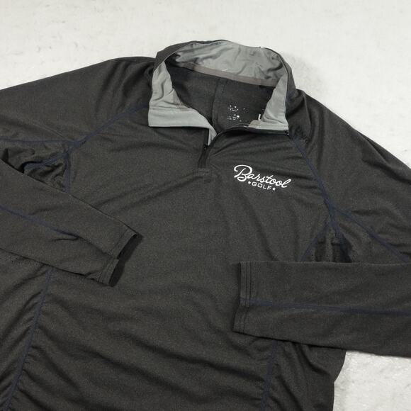 Barstools Shirt Mens Large Black 1/4 Zip Tech Performance Golf Logo - Picture 1 of 12
